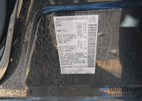 2018 Nissan Pathfinder Sl z USA, uszkodzony, nr VIN 5N1DR2MM8JC637049